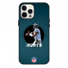 NFL Jalen Hurts Phone Case For iPhone Samsung Galaxy Pixel OnePlus Vivo Xiaomi Asus Sony Motorola Nokia - Jalen Hurts Philadelphia Eagles Candid On Round Black Background
