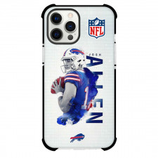 NFL Josh Allen Phone Case For iPhone Samsung Galaxy Pixel OnePlus Vivo Xiaomi Asus Sony Motorola Nokia - Josh Allen 17 Buffalo Bills Holding Ball Back On Gray Background