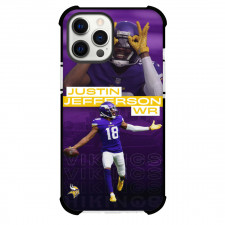 NFL Justin Jefferson Phone Case For iPhone Samsung Galaxy Pixel OnePlus Vivo Xiaomi Asus Sony Motorola Nokia - Justin Jefferson 18 Minnesota Vikings Celebration On Purple Background