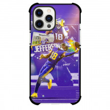 NFL Justin Jefferson Phone Case For iPhone Samsung Galaxy Pixel OnePlus Vivo Xiaomi Asus Sony Motorola Nokia - Justin Jefferson 18 Minnesota Vikings Rookie of the Year Poster Blue Background