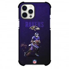NFL Lamar Jackson Phone Case For iPhone Samsung Galaxy Pixel OnePlus Vivo Xiaomi Asus Sony Motorola Nokia - Lamar Jackson Baltimore Ravens Running On Dark Purple Background