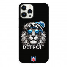 NFL Detroit Lions Phone Case For iPhone Samsung Galaxy Pixel OnePlus Vivo Xiaomi Asus Sony Motorola Nokia - Detroit Lions Grayscale Avatar On Black Background