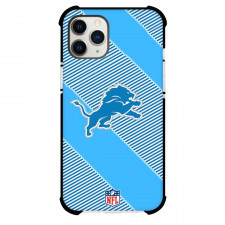 NFL Detroit Lions Phone Case For iPhone Samsung Galaxy Pixel OnePlus Vivo Xiaomi Asus Sony Motorola Nokia - Detroit Lions Logo On Blue Line Pattern Background