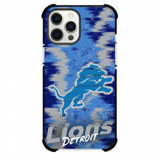 NFL Detroit Lions Phone Case For iPhone Samsung Galaxy Pixel OnePlus Vivo Xiaomi Asus Sony Motorola Nokia - Lions Logo On Glitch Background