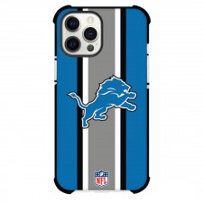 NFL Detroit Lions Phone Case For iPhone Samsung Galaxy Pixel OnePlus Vivo Xiaomi Asus Sony Motorola Nokia - Detroit Lions Logo Icon On Blue Gray Stripe Background