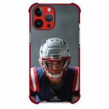 NFL New England Patriots Phone Case For iPhone Samsung Galaxy Pixel OnePlus Vivo Xiaomi Asus Sony Motorola Nokia - New England Patriots Drake Maye Focused Close Up Portrait Grey Background
