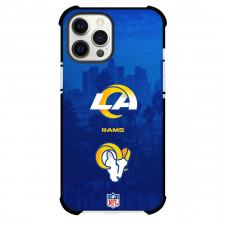 NFL Los Angeles Rams Phone Case For iPhone Samsung Galaxy Pixel OnePlus Vivo Xiaomi Asus Sony Motorola Nokia - Los Angeles Rams Logo On Blue City Background