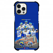 NFL Los Angeles Rams Phone Case For iPhone Samsung Galaxy Pixel OnePlus Vivo Xiaomi Asus Sony Motorola Nokia - Rams Players Portriat With Wild Card Logo In Blue Background