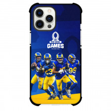 NFL Los Angeles Rams Phone Case For iPhone Samsung Galaxy Pixel OnePlus Vivo Xiaomi Asus Sony Motorola Nokia - Rams Players In Running Action With Pro Bowl Games Logo On Blue and Yellow Background