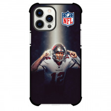 NFL Tom Brady Phone Case For iPhone Samsung Galaxy Pixel OnePlus Vivo Xiaomi Asus Sony Motorola Nokia - Tom Brady 12 Tampa Bay Buccaneers Shouting On Dark Background