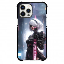 NieR Automata 2B For iPhone Samsung Galaxy Pixel OnePlus Vivo Xiaomi Asus Sony Motorola Nokia - 2B Holding Sword City Background