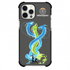 Overwatch Phone Case For iPhone Samsung Galaxy Pixel OnePlus Vivo Xiaomi Asus Sony Motorola Nokia - Hanzo And Genji Silhouette On Grey Background