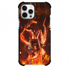 One Piece Ace Phone Case For iPhone and Samsung Galaxy Devices - Ace Back Portrait On Fire