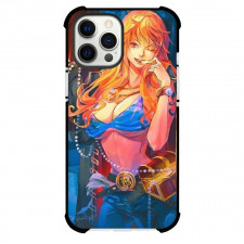 One Piece Nami Phone Case For iPhone and Samsung Galaxy Devices - Nami Biting Coin Illustration