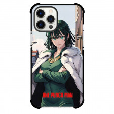 One Punch Man Fubuki Phone Case For iPhone and Samsung Galaxy Devices - Fubuki Portrait On City Background