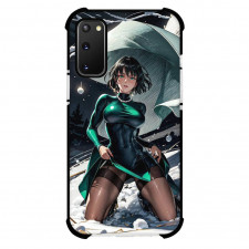 One Punch Man Fubuki Phone Case For iPhone and Samsung Galaxy Devices - Fubuki Portrait Kneeling On The Snow Scene Background