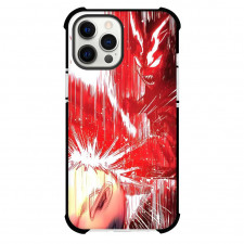One Punch Man Garou Phone Case For iPhone and Samsung Galaxy Devices - Garou Hand Chop To Saitama On Red Background