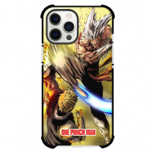 One Punch Man Garou Phone Case For iPhone and Samsung Galaxy Devices - Garou Kick Attack To Genos On Yellow Background