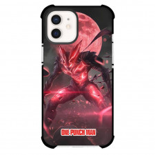 One Punch Man Garou Phone Case For iPhone and Samsung Galaxy Devices - Garou Portrait Red Light On Red Moon Background