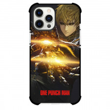 One Punch Man Genos Phone Case For iPhone and Samsung Galaxy Devices - Genos Attack Mode Illustration On Black Background
