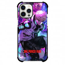 One Punch Man Genos Phone Case For iPhone and Samsung Galaxy Devices - Genos Portrait Squat Down On City Background