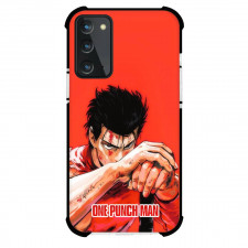 One Punch Man Metal Bat Phone Case For iPhone and Samsung Galaxy Devices - Metal Bat Portrait Hold The Baseball Bat On Red Background