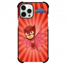 PJ Masks Power Heroes Owlette Phone Case For iPhone And Samsung Galaxy - Owlette Fluttering Feathers On Red Ray Background