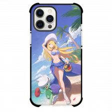 Pokemon Cynthia Phone Case For iPhone Samsung Galaxy Pixel OnePlus Vivo Xiaomi Asus Sony Motorola Nokia - Pokemon Cynthia Enjoying On A Beach With Roserade Anime Art Poster