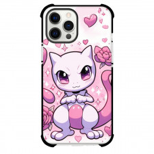 Pokemon Mew2 Phone Case For iPhone Samsung Galaxy Pixel OnePlus Vivo Xiaomi Asus Sony Motorola Nokia - Mew 2 Chibi Art Heart Roses Background