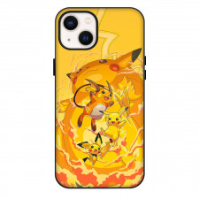 Pokemon Pikachu Phone Case For iPhone Samsung Galaxy Pixel OnePlus Vivo Xiaomi Asus Sony Motorola Nokia - Pokemon Pikachu Evolution Orange Background Poster