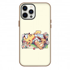 Pokemon Phone Case For iPhone Samsung Galaxy Pixel OnePlus Vivo Xiaomi Asus Sony Motorola Nokia - Pikachu And Eevee Playing Cartoon Art