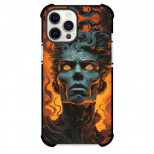 Pop Art Pattern Case For iPhone Samsung Galaxy Pixel OnePlus Vivo Xiaomi Asus Sony Motorola Nokia - Flaming Head AI Art Orange Background