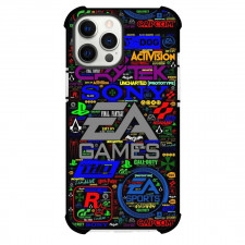 Pop Art Pattern Case For iPhone Samsung Galaxy Pixel OnePlus Vivo Xiaomi Asus Sony Motorola Nokia - Game Icons Collage Black Background