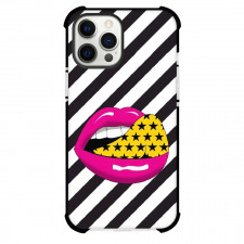 Pop Art Pattern Case For iPhone Samsung Galaxy Pixel OnePlus Vivo Xiaomi Asus Sony Motorola Nokia - Lip Licking Black and White Stripe Background
