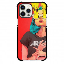 Pop Art Pattern Case For iPhone Samsung Galaxy Pixel OnePlus Vivo Xiaomi Asus Sony Motorola Nokia - Yellow Laser Girl Red Background