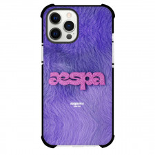 Aespa Phone Case For iPhone And Samsung Galaxy - Aespa Glitter Logo On Purple Fluffy Wool