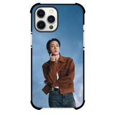 BTS Jin Phone Case For iPhone Samsung Galaxy Pixel OnePlus Vivo Xiaomi Asus Sony Motorola Nokia - Jin Standing Portrait On Blue Background