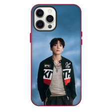 BTS Jung Kook Phone Case For iPhone Samsung Galaxy Pixel OnePlus Vivo Xiaomi Asus Sony Motorola Nokia - Jung Kook KITH Varsity Jacket Cross Necklace Blue Sky Background