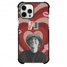 Justin Bieber Phone Case For iPhone And Samsung Galaxy - Justin Bieber Smiling Portrait Grayscale On Heart Shape