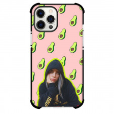 Billie Eilish Phone Case For iPhone Samsung Galaxy Pixel OnePlus Vivo Xiaomi Asus Sony Motorola Nokia - Billie Eilish Wearing Hoodie And Sitting On Avocado Pattern Background