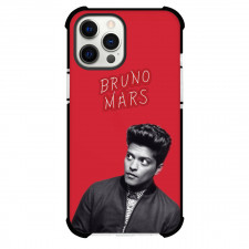 Bruno Mars Phone Case For iPhone Samsung Galaxy Pixel OnePlus Vivo Xiaomi Asus Sony Motorola Nokia - Bruno Mars Grayscale Side Portrait On Red Background