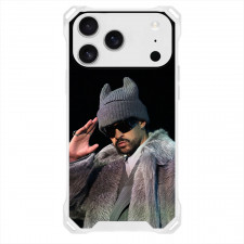 Bad Bunny Phone Case For iPhone Samsung Galaxy Pixel OnePlus Vivo Xiaomi Asus Sony Motorola Nokia - Benito Antonio Mart?nez Ocasio Light Blue Shirt Wood Background Portrait