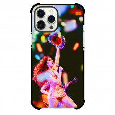 Chappell Roan Phone Case For iPhone Samsung Galaxy Pixel OnePlus Vivo Xiaomi Asus Sony Motorola Nokia - Chappell Roan Holds Up Hat and Singing with Glitters on Black Background