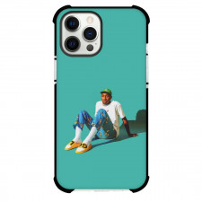Tyler The Creator Phone Case For iPhone And Samsung Galaxy - Tyler The Creator Sitting On Cyan Background