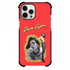 Dua Lipa Phone Case For iPhone And Samsung Galaxy - Dua Lipa Portrait Grayscale On Red Background