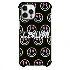 J Balvin Phone Case For iPhone Samsung Galaxy Pixel OnePlus Vivo Xiaomi Asus Sony Motorola Nokia - J Balvin Logo On Neon Effect Emoji Black Background