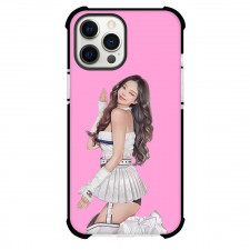 Jennie Kim Phone Case For iPhone And Samsung Galaxy - Jennie Kim Side Portrait Cartoon Art On Pink Background