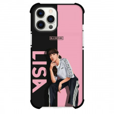 Lisa Phone Case For iPhone And Samsung Galaxy - Lisa BlackPink Cartoon Sitting On Black Pink Background