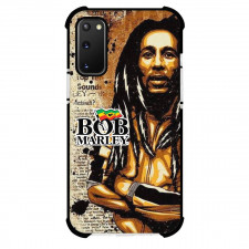 Bob Marley Phone Case For iPhone and Samsung Galaxy Devices - Bob Marley Portrait On Words Brown Background