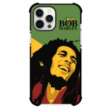 Bob Marley Phone Case For iPhone and Samsung Galaxy Devices - Bob Marley Portrait On Green Yellow Background